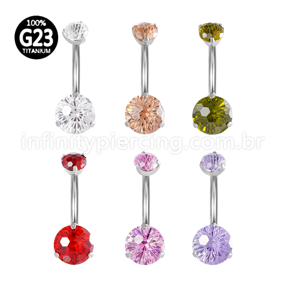 Piercing Banana Titânio 2 Pedras Zircônia
